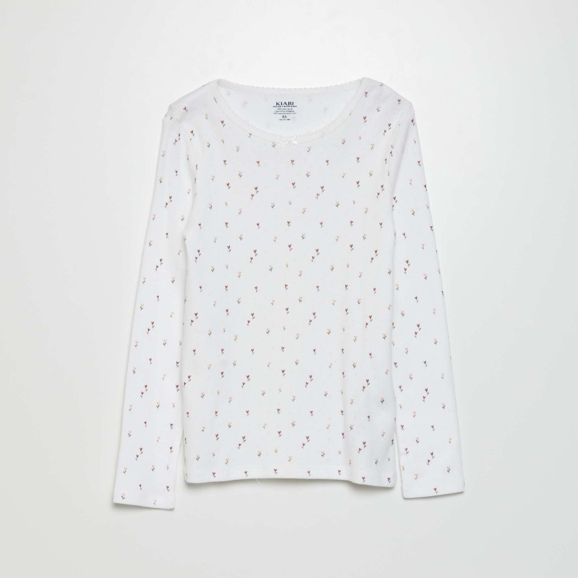 Pointelle knit T-shirt WHITE