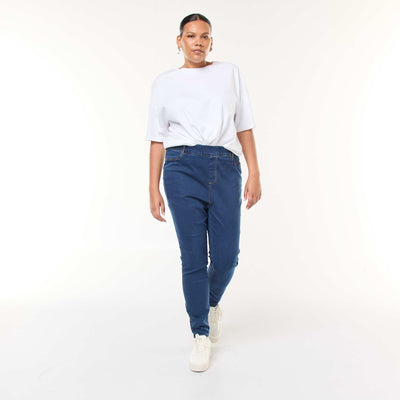 Regular-fit stretch high-waist jeggings BLUE