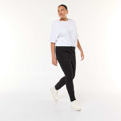Regular-fit stretch high-waist jeggings BLACK