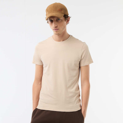 Plain T-shirt - Slim fit BEIGE