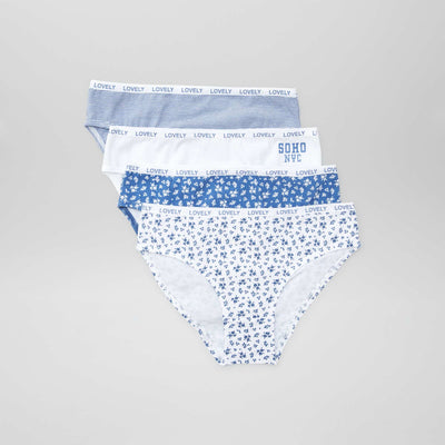 Pack of 4 pairs of printed briefs WHITE