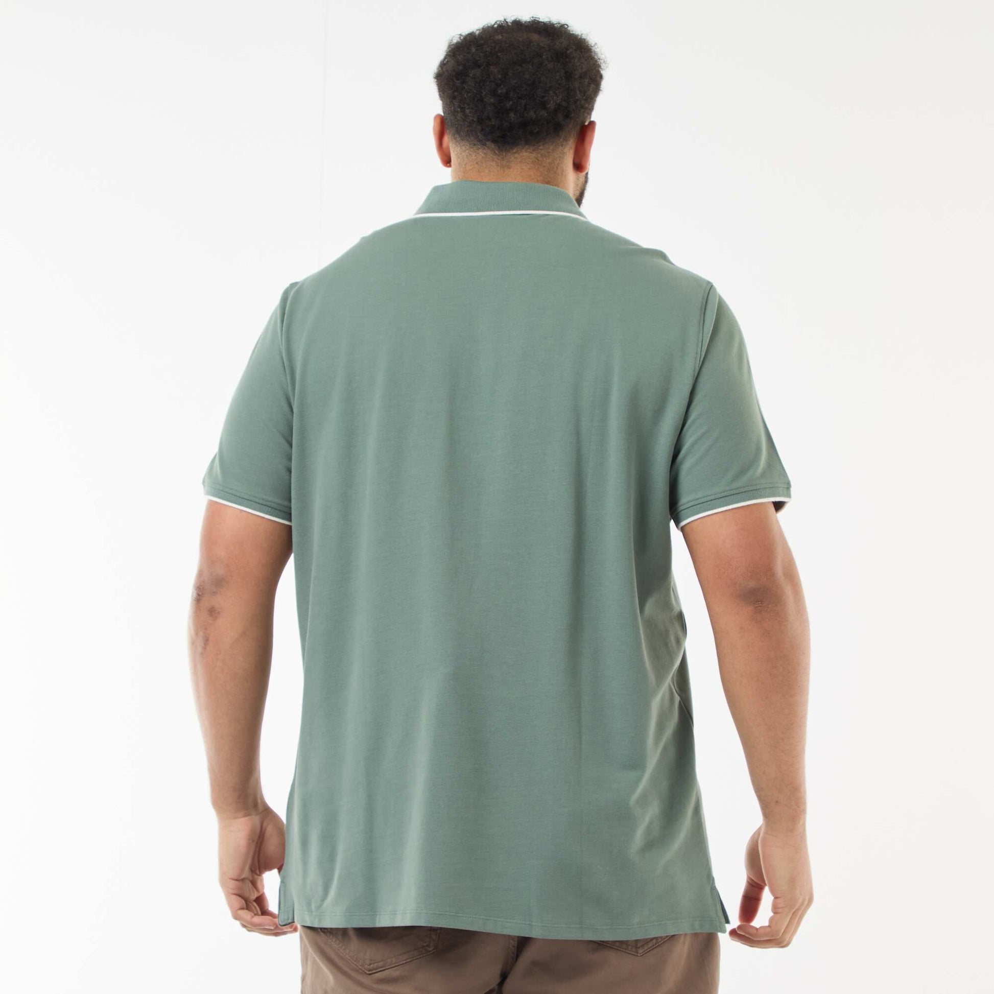 Cotton polo shirt with contrasting details GREEN