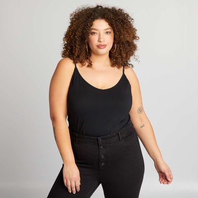 Vest top with spaghetti straps BLACK