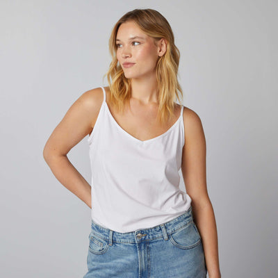 Vest top with spaghetti straps WHITE