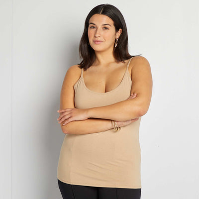 Vest top with spaghetti straps BEIGE