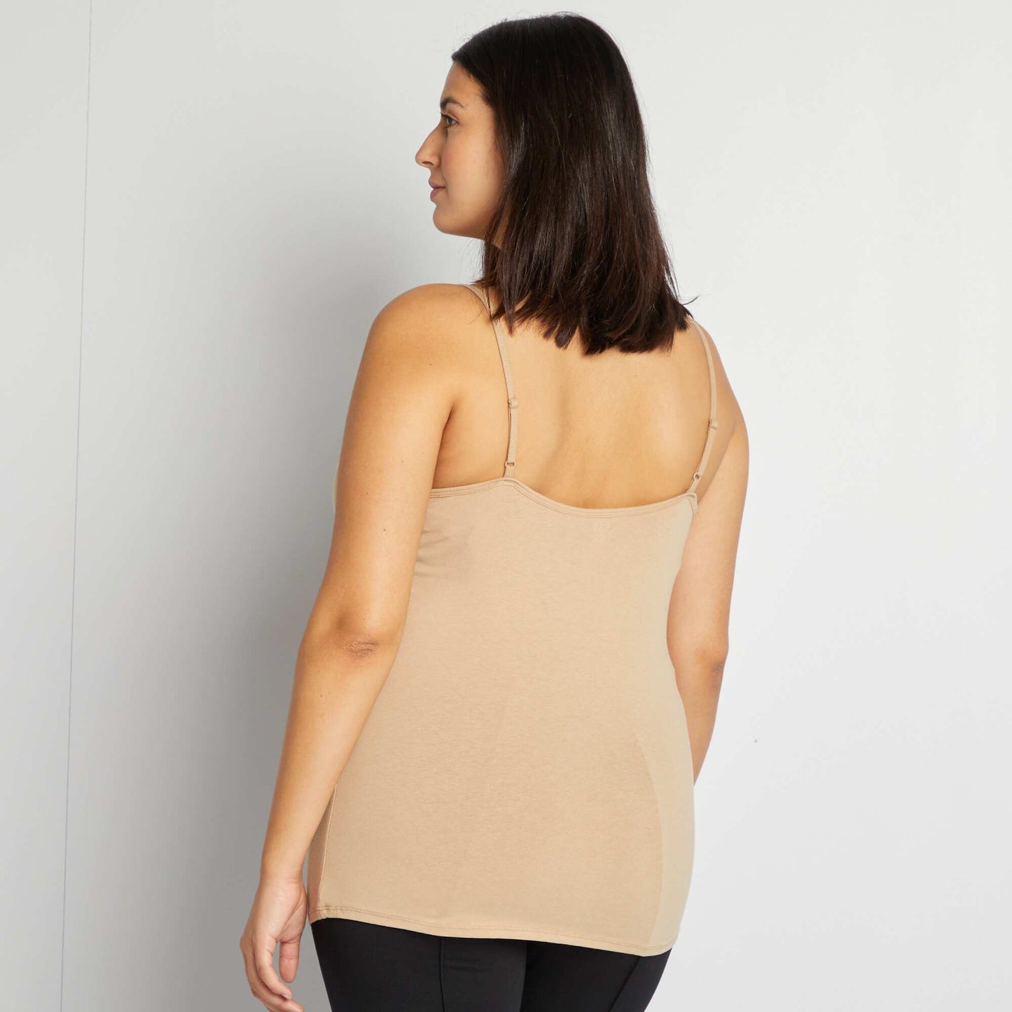 Vest top with spaghetti straps BEIGE