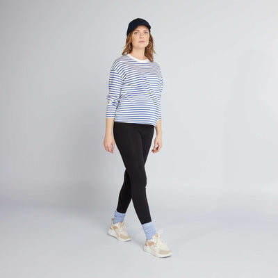 Long plain jersey fabric maternity leggings BLACK