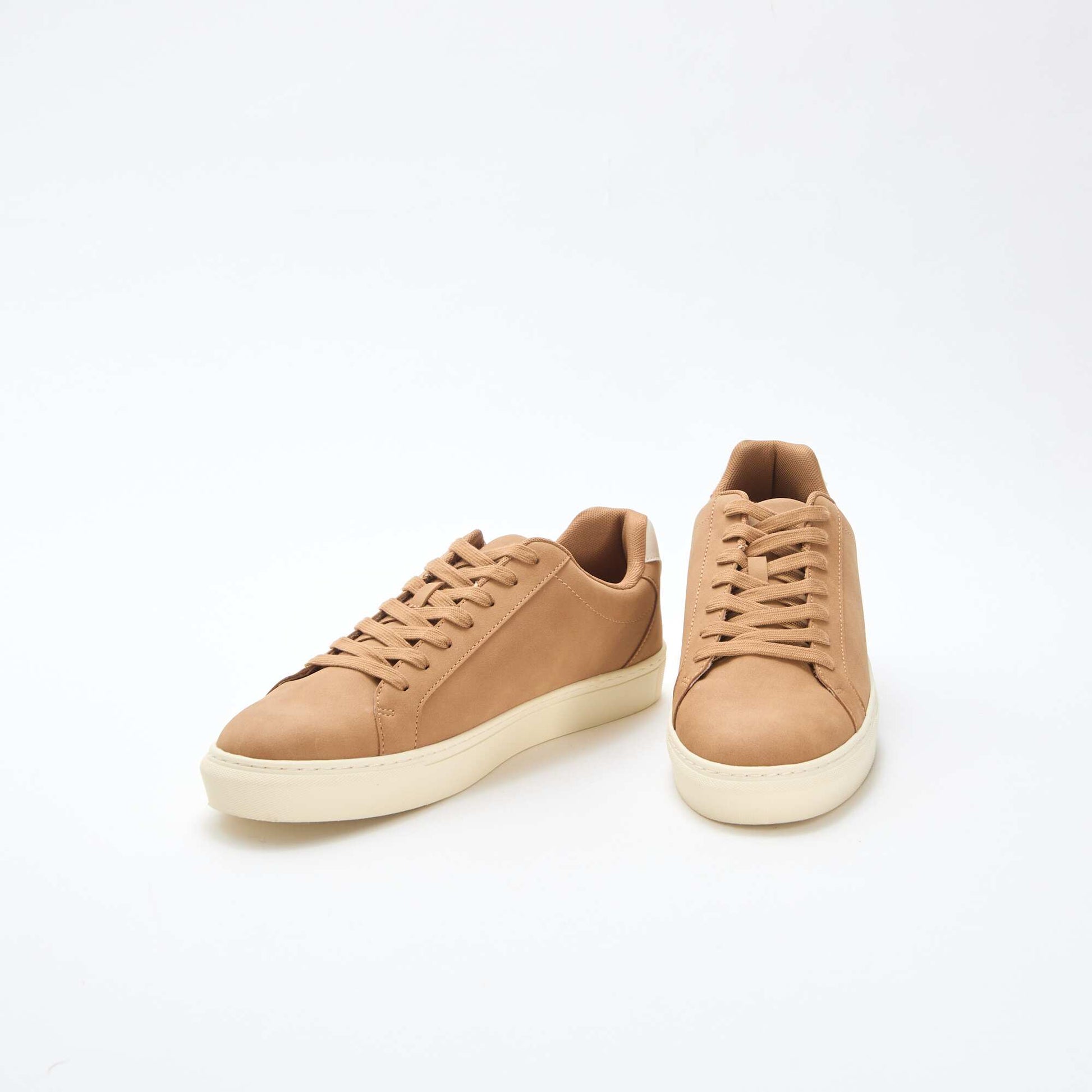 Textured low-top trainers BEIGE