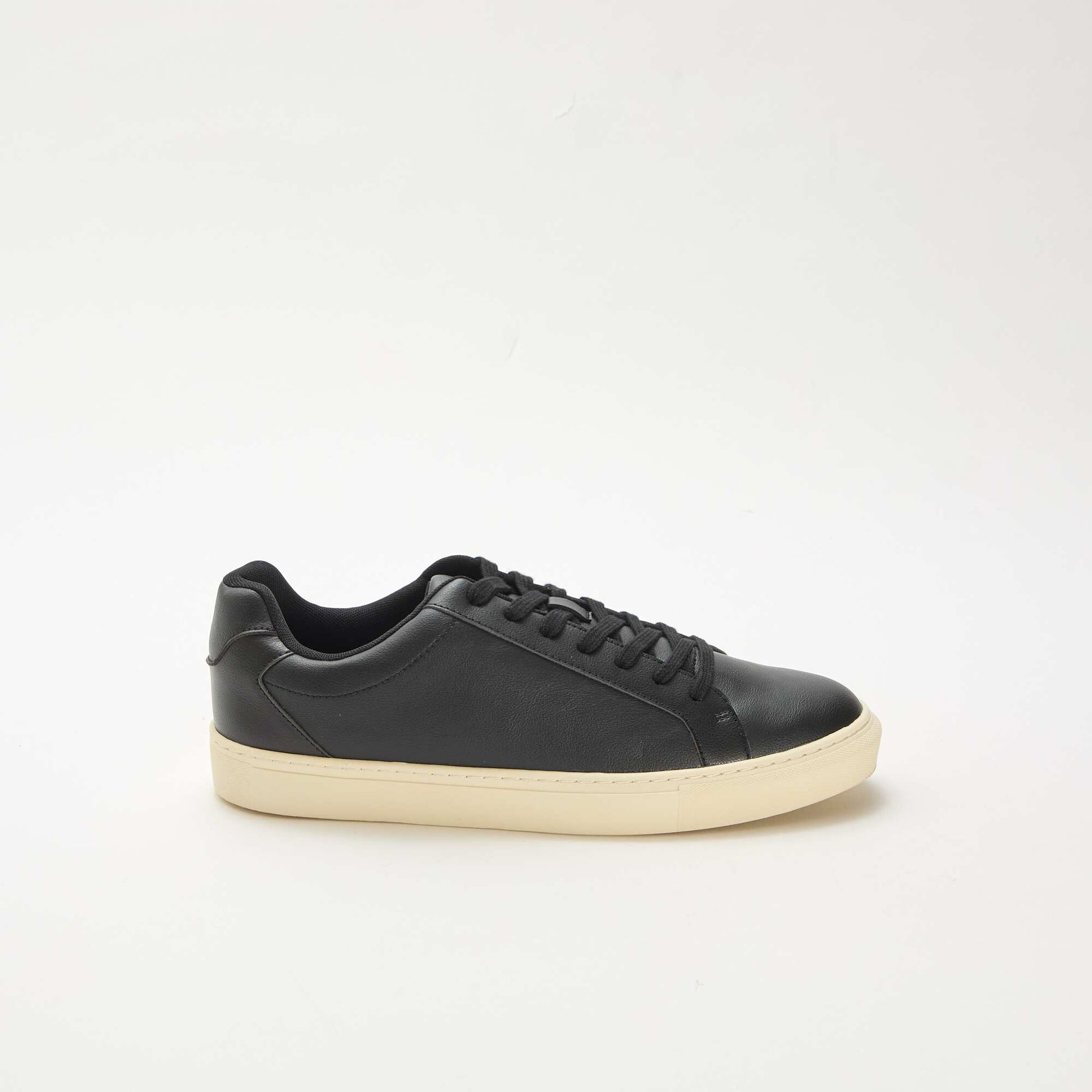 Textured low-top trainers BLACK