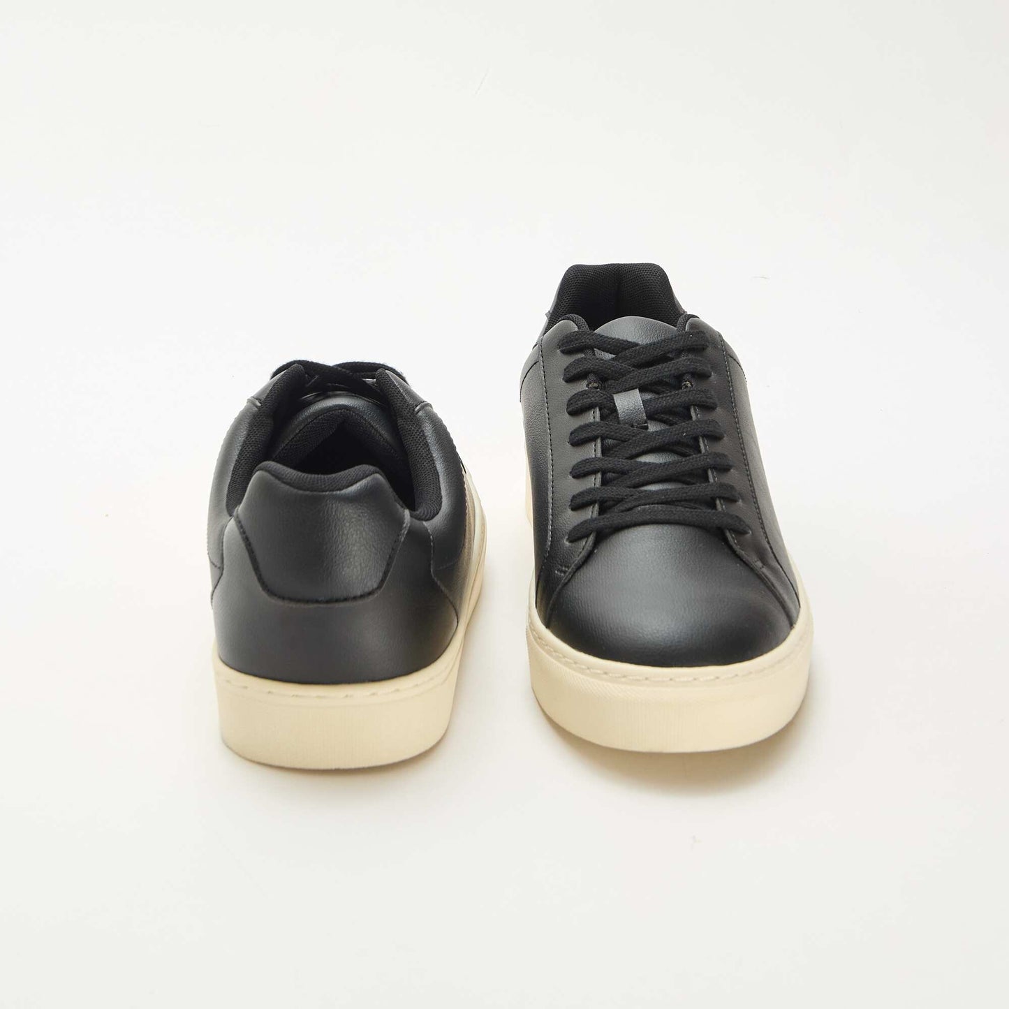 Textured low-top trainers BLACK