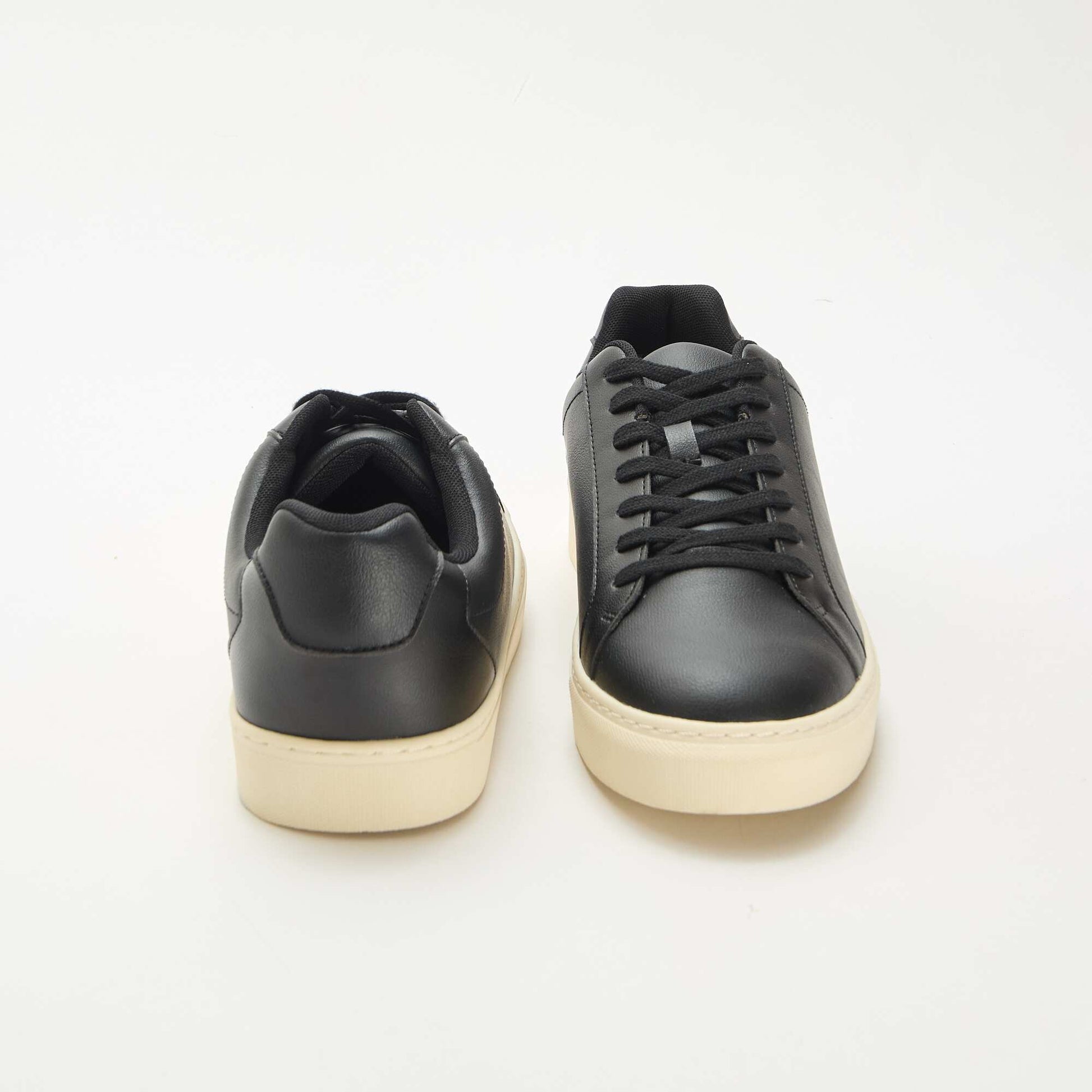 Textured low-top trainers BLACK