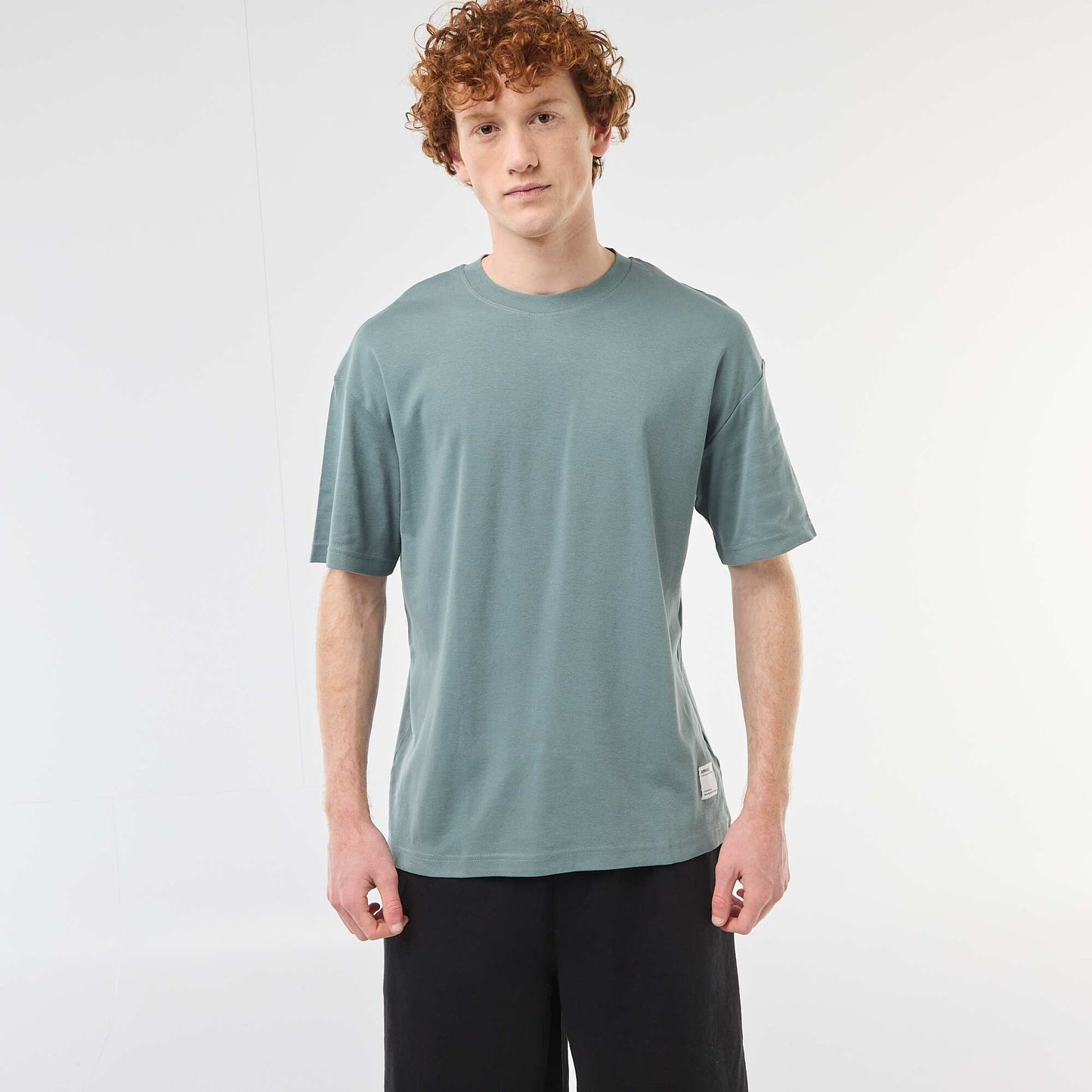 Round neck cotton T-shirt BLUE