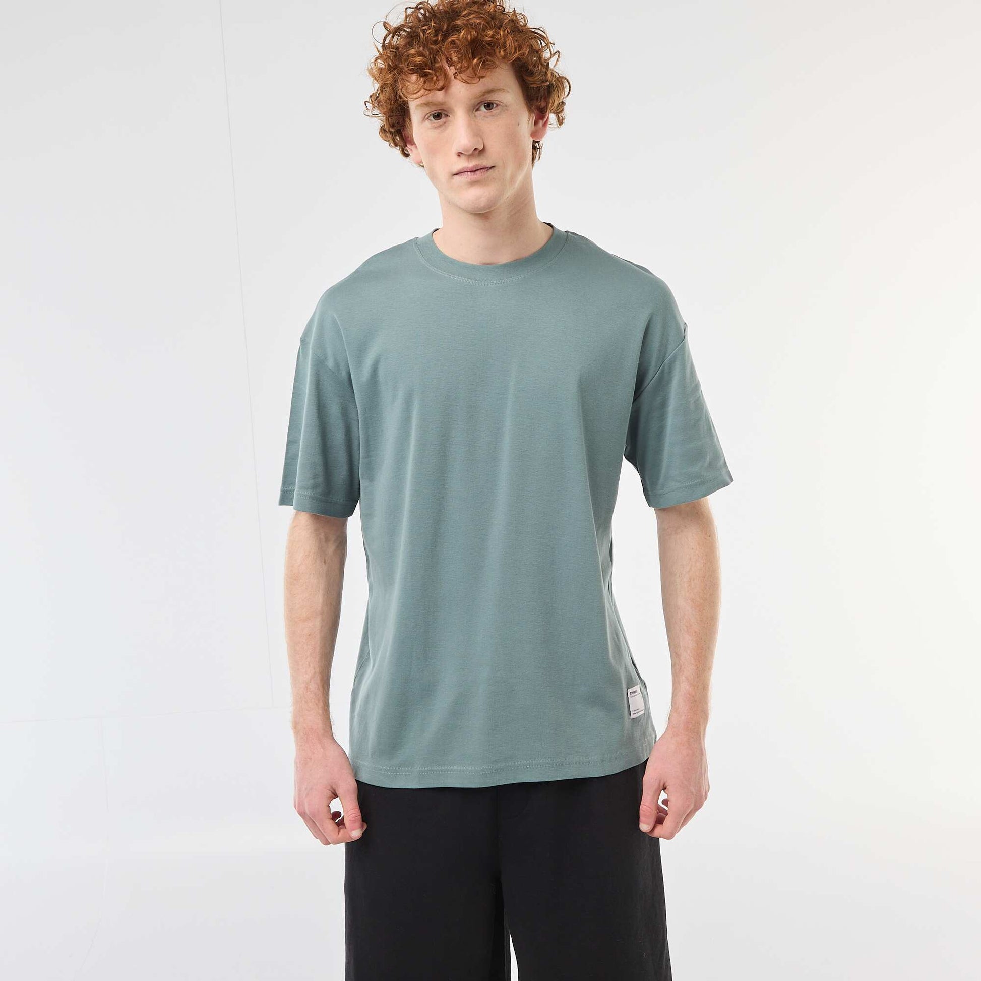 Round neck cotton T-shirt BLUE