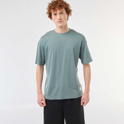 Round neck cotton T-shirt BLUE