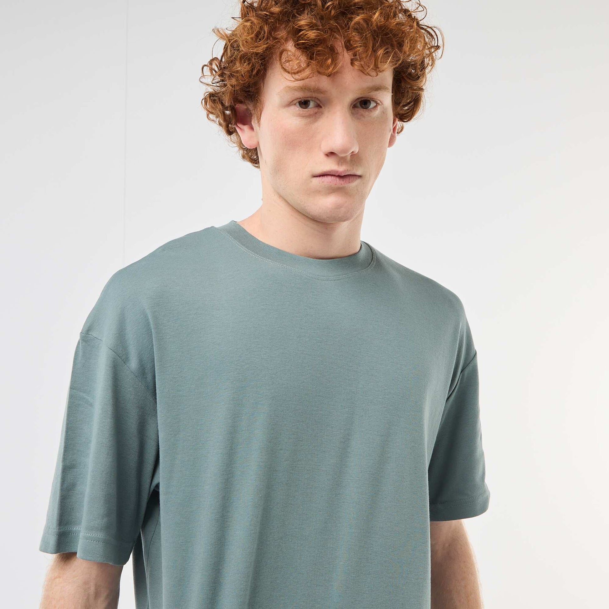 Round neck cotton T-shirt BLUE