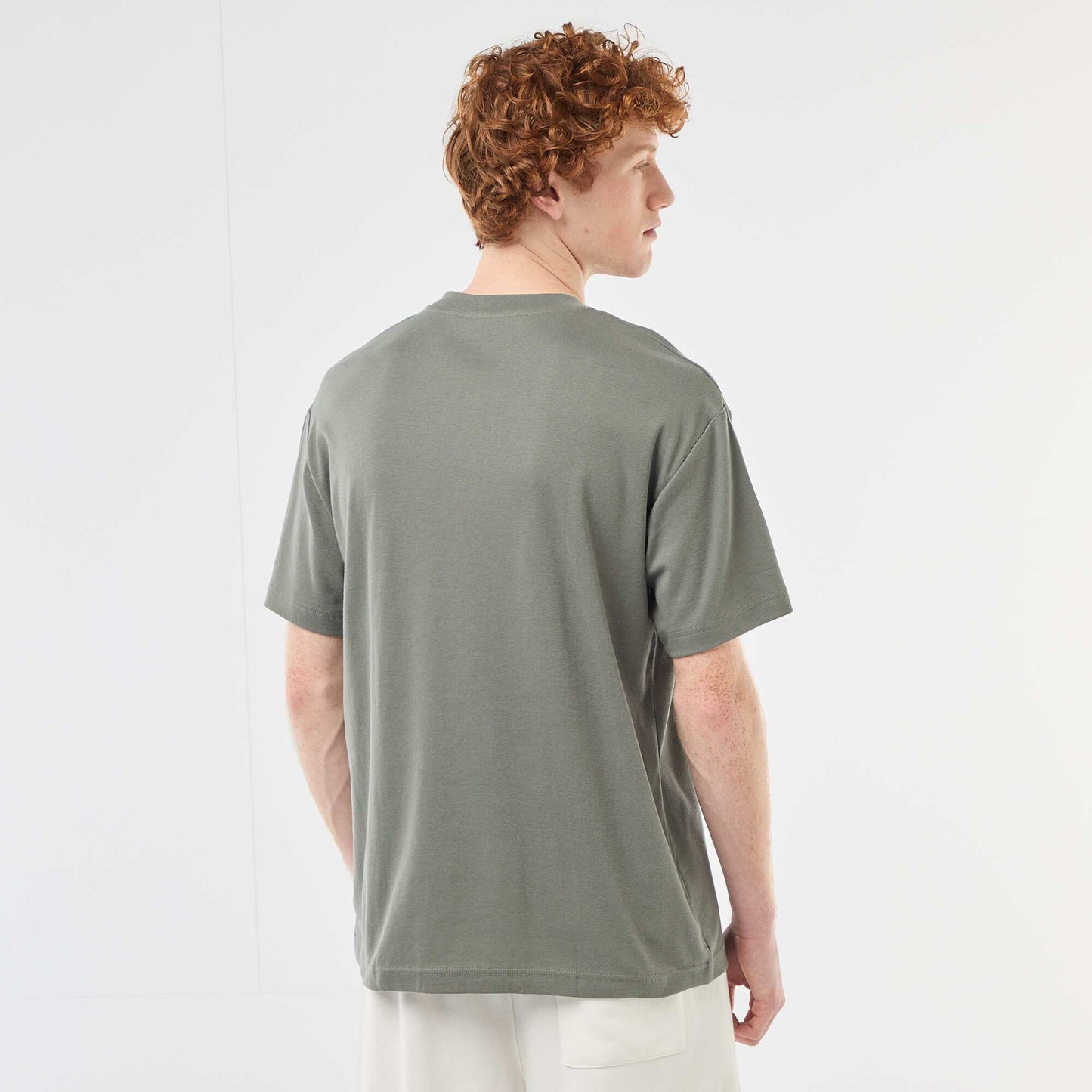 Round neck cotton T-shirt KHAKI