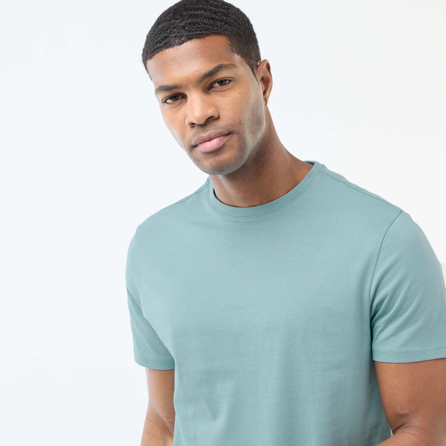 Round-neck cotton T-shirt BLUE
