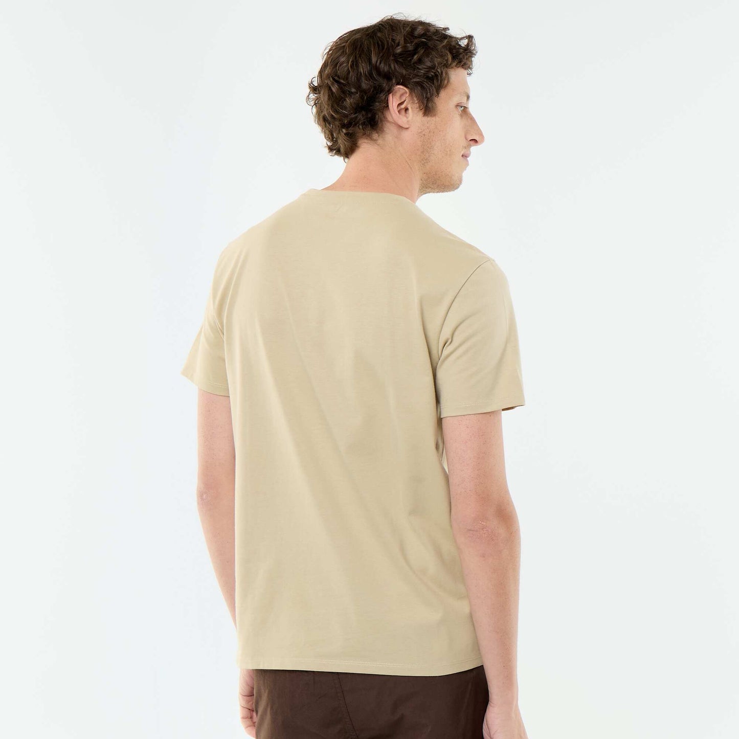 Round-neck cotton T-shirt BEIGE