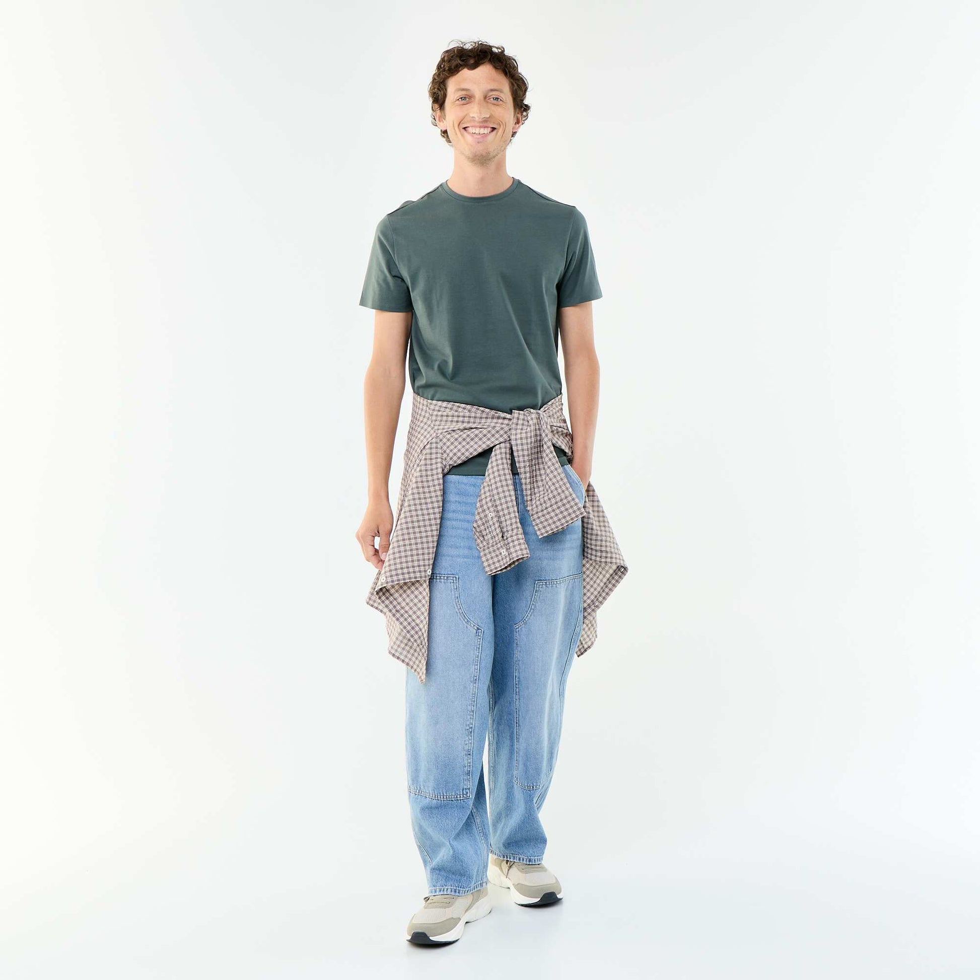 Round-neck cotton T-shirt GREEN
