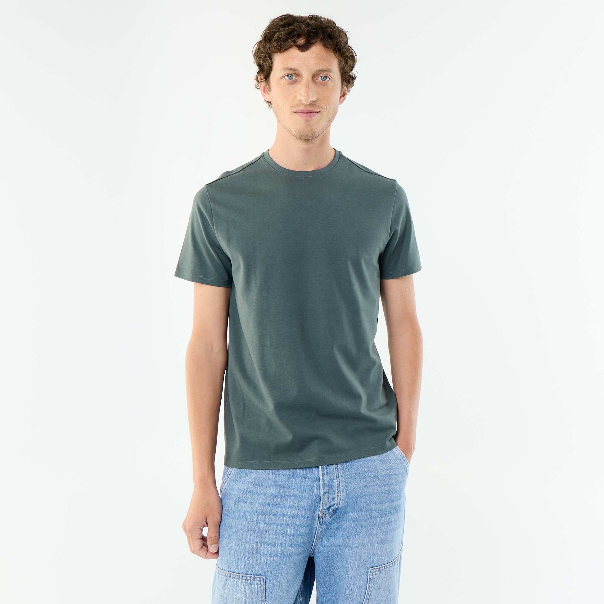 Round-neck cotton T-shirt GREEN
