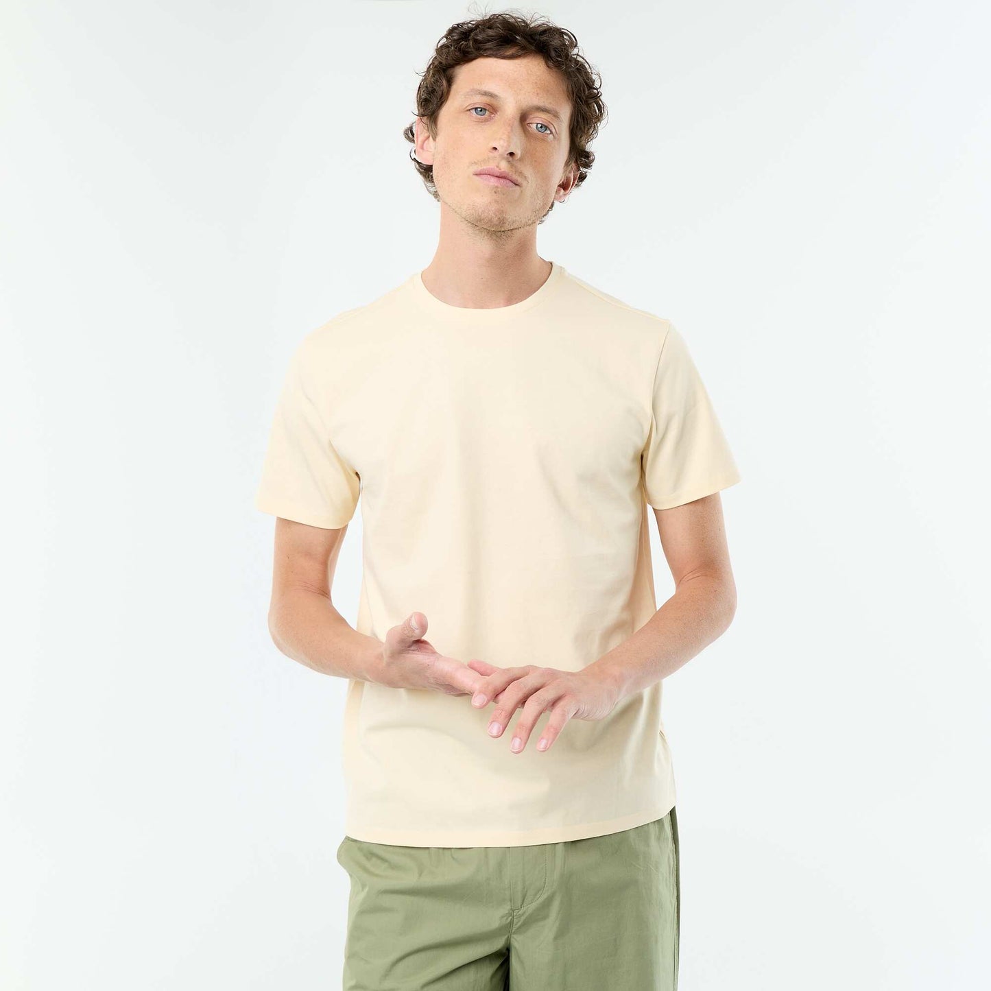 Round-neck cotton T-shirt YELLOW