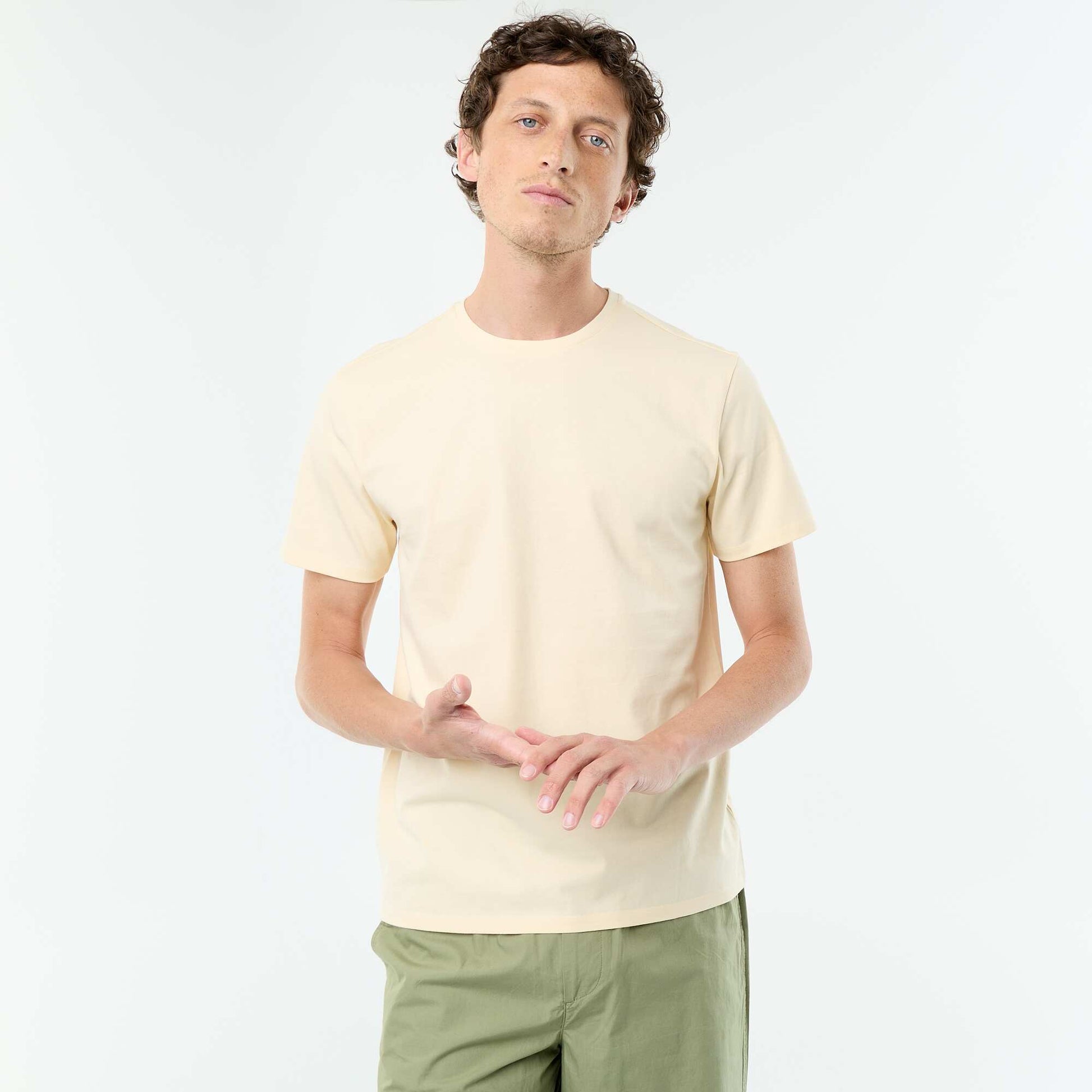 Round-neck cotton T-shirt YELLOW