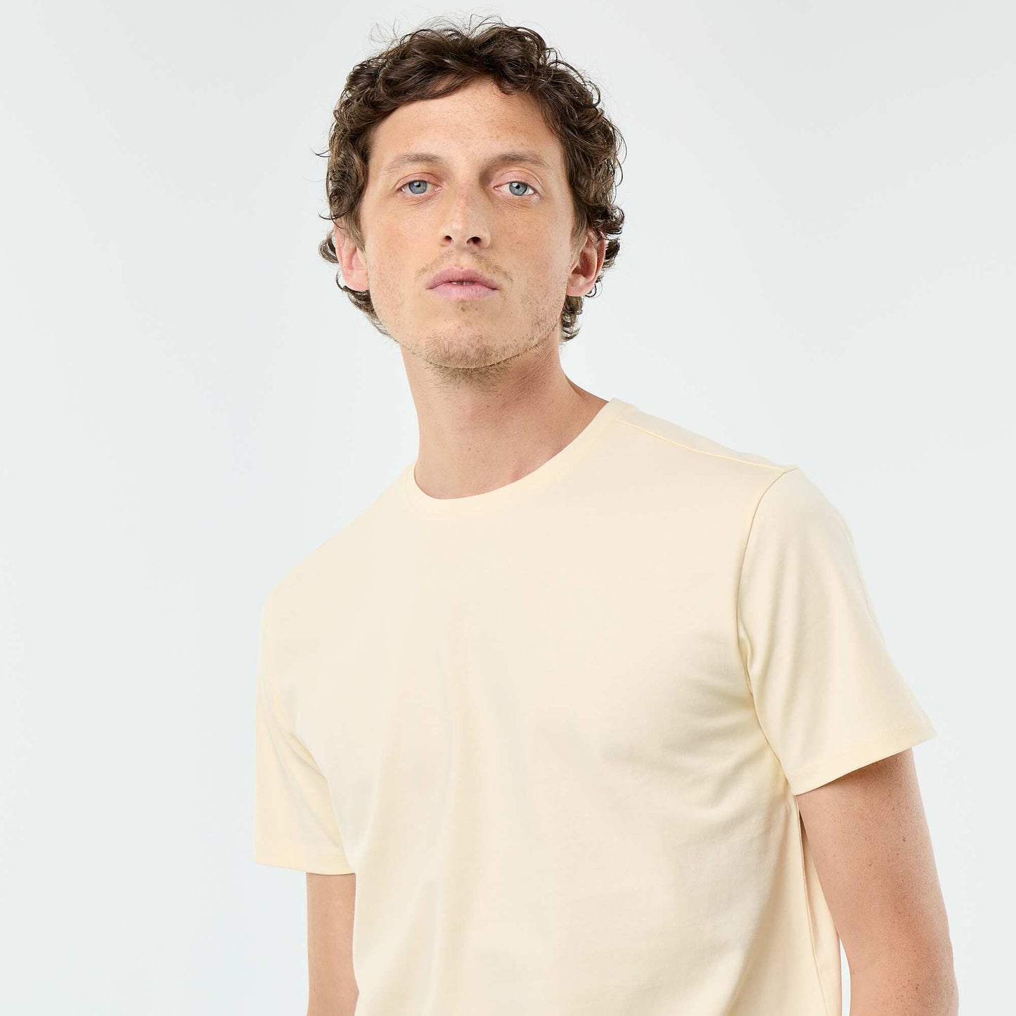 Round-neck cotton T-shirt YELLOW