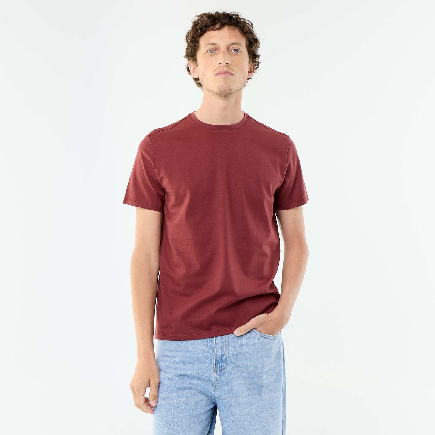Round-neck cotton T-shirt RED