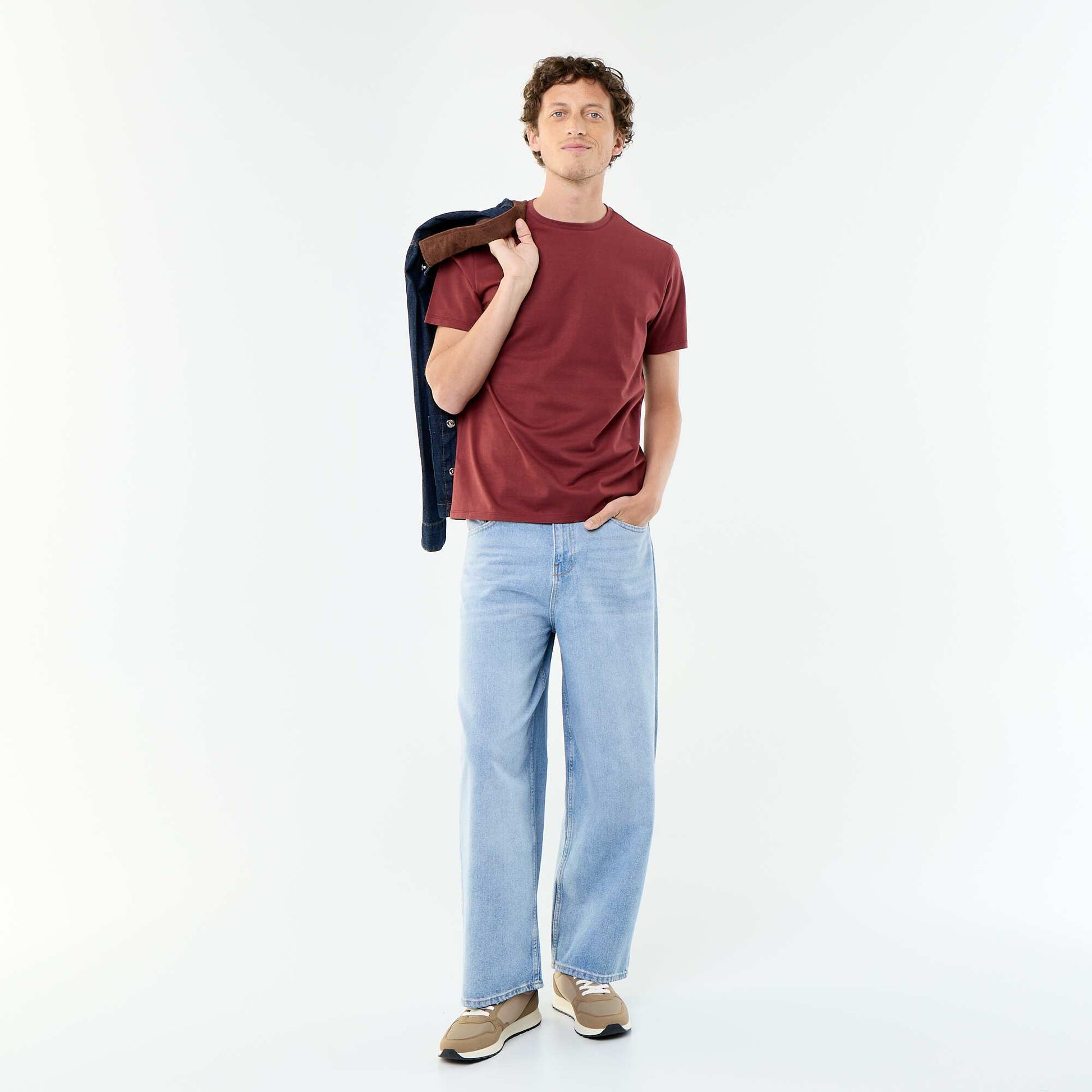 Round-neck cotton T-shirt RED