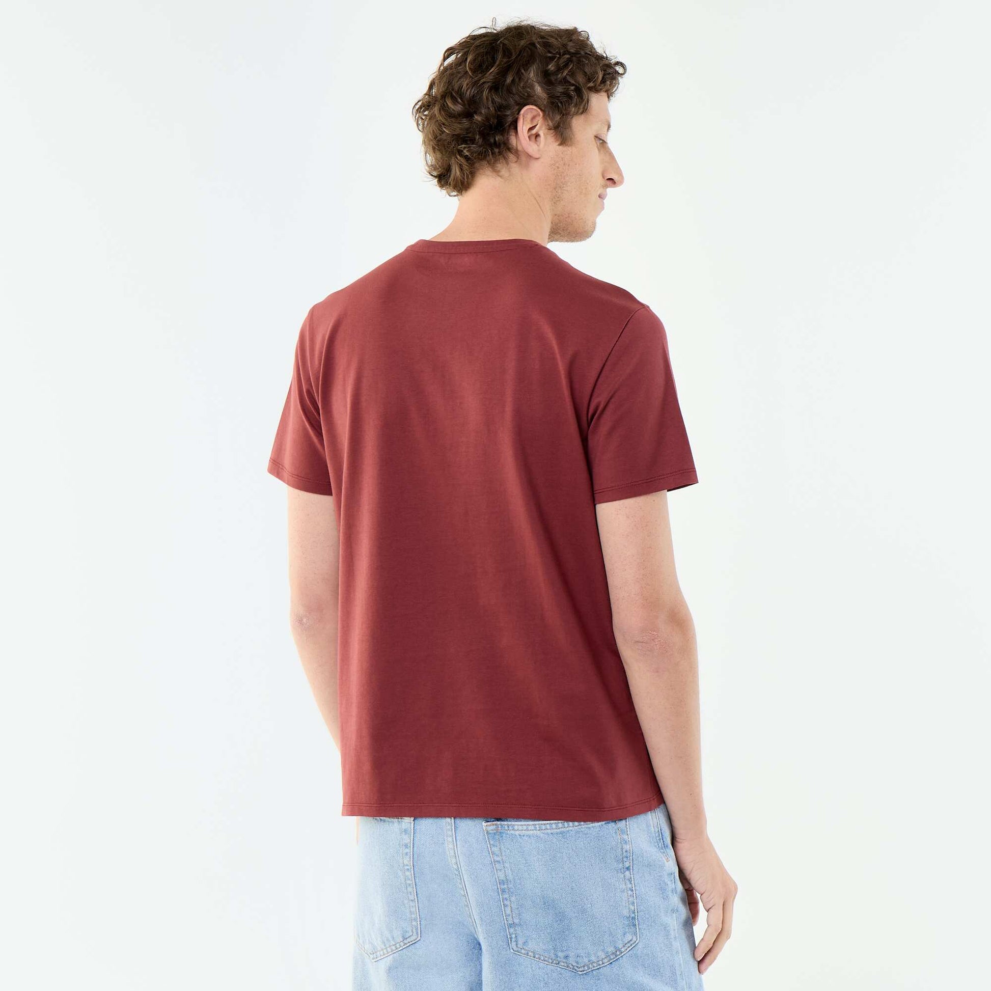 Round-neck cotton T-shirt RED