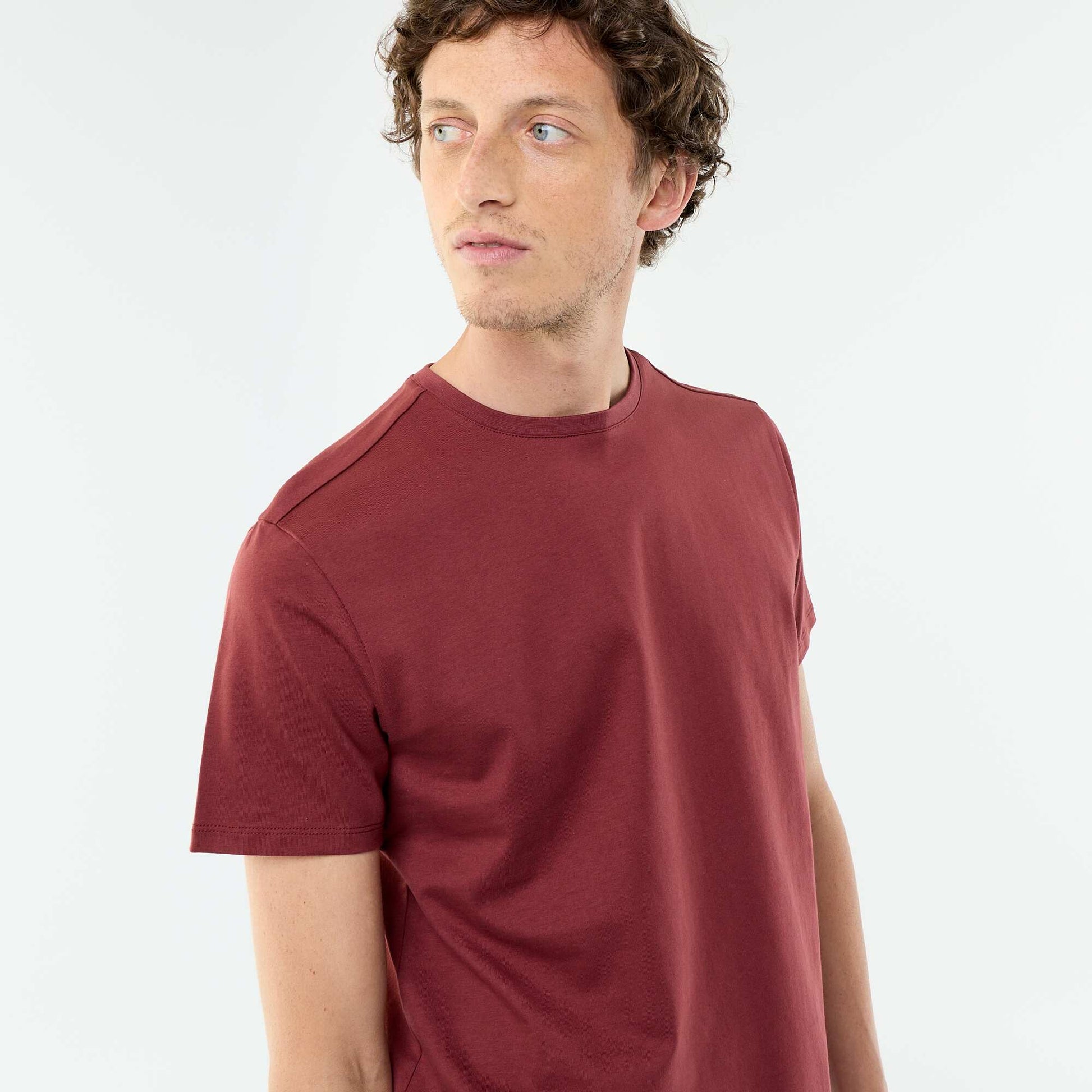 Round-neck cotton T-shirt RED