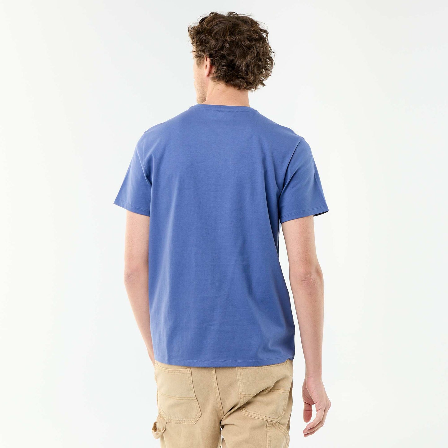Round-neck cotton T-shirt BLUE