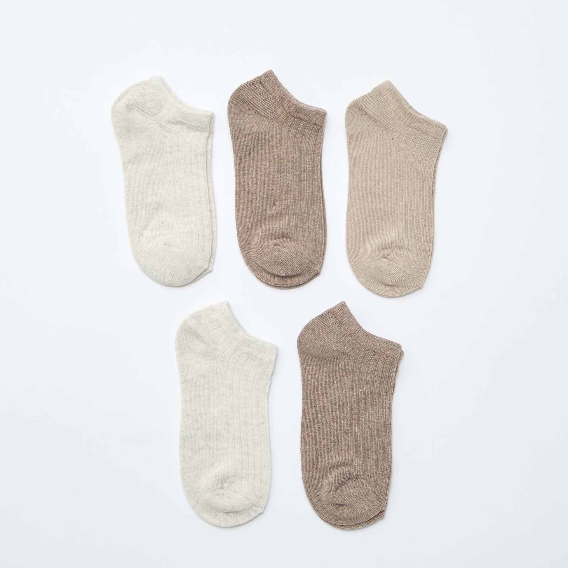 Pack of 5 pairs of invisible socks BEIGE