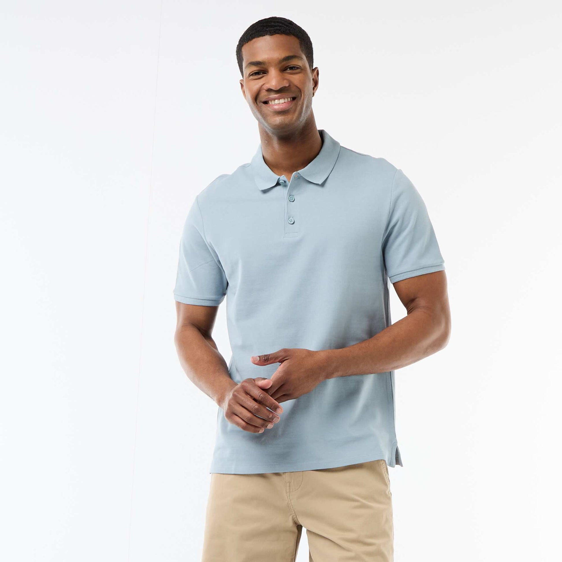 Cotton piqué polo shirt BLUE