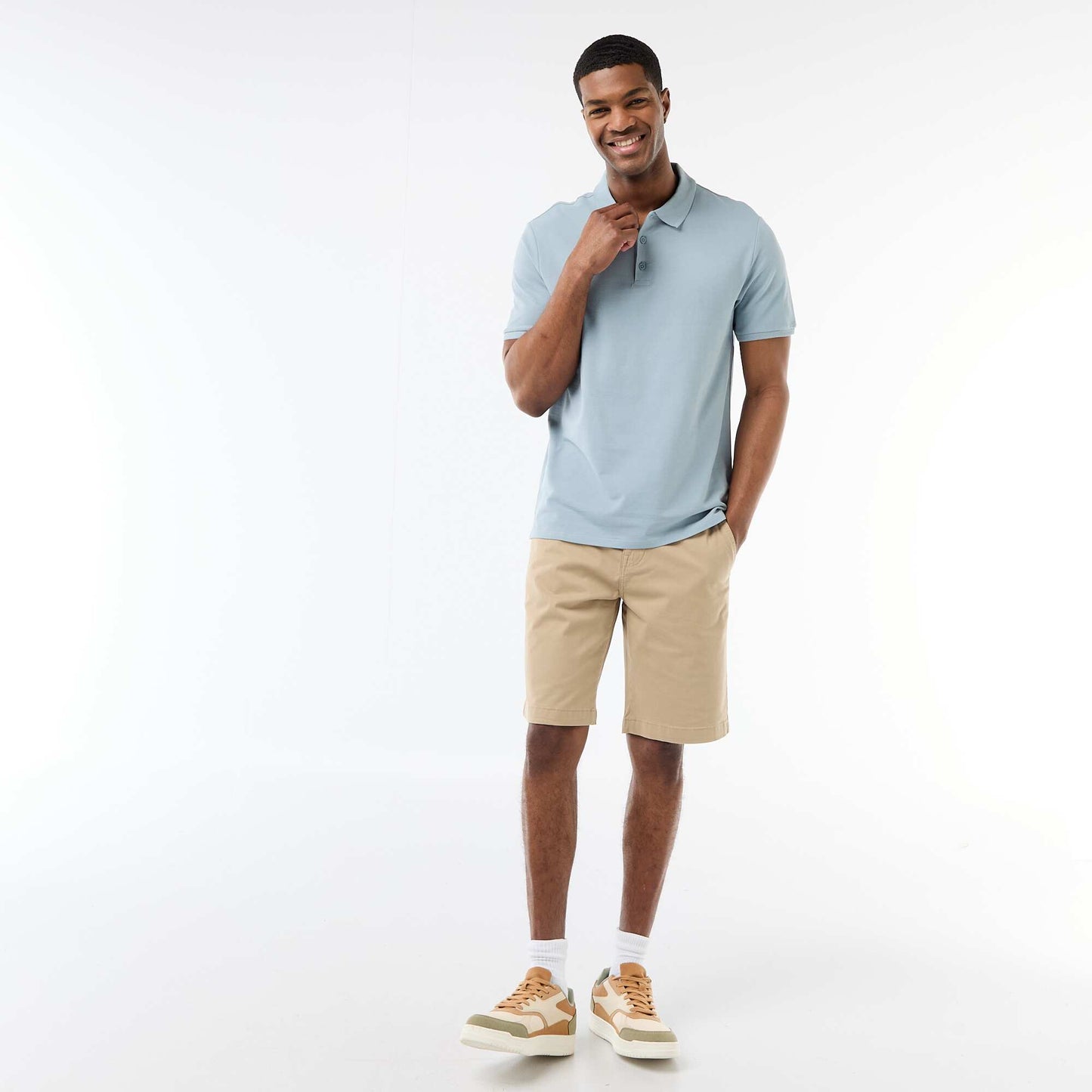 Cotton piqué polo shirt BLUE