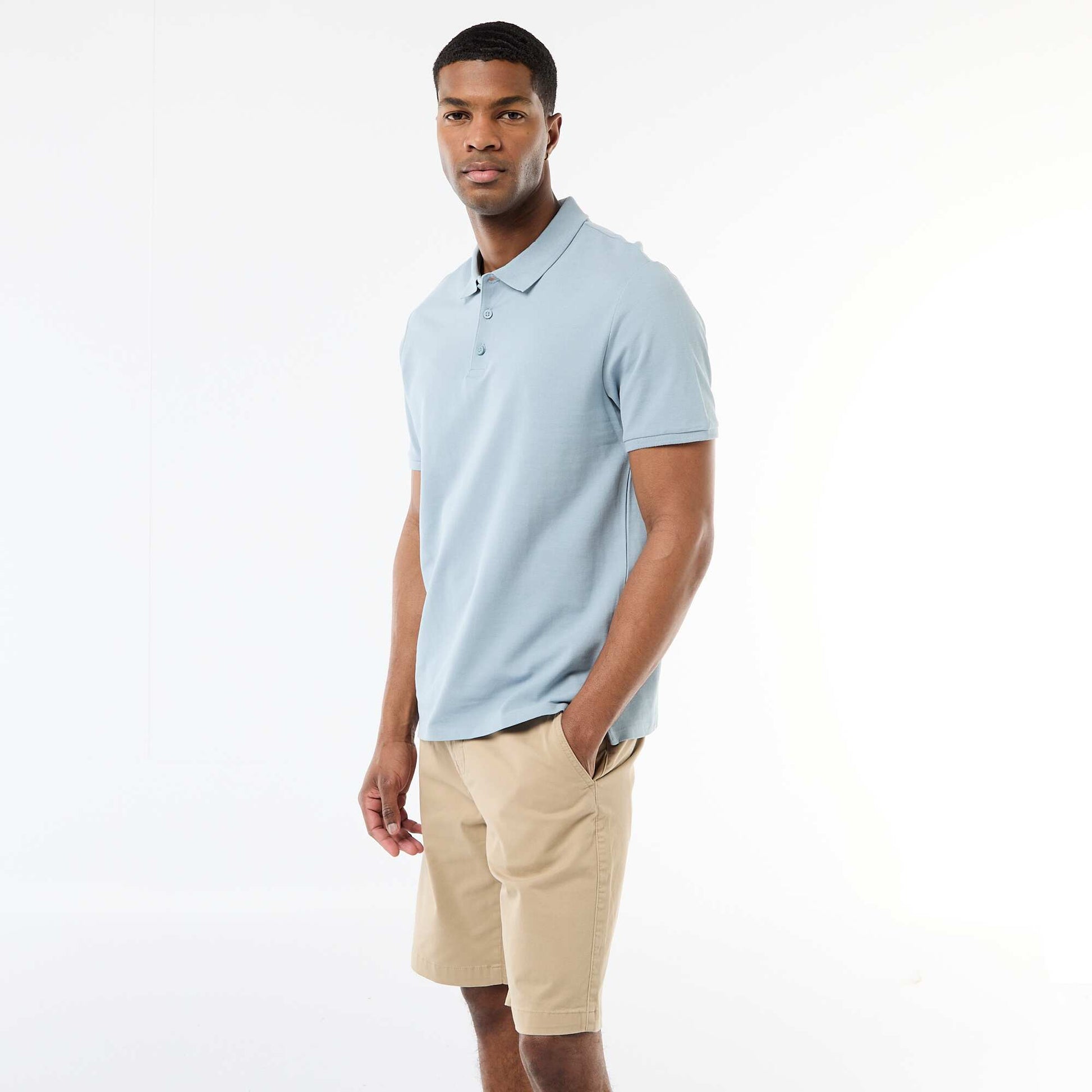 Cotton piqué polo shirt BLUE