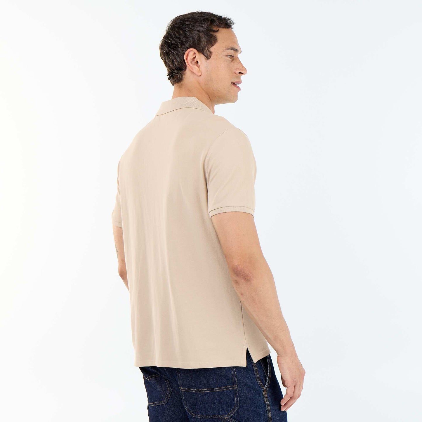 Cotton piqué polo shirt BEIGE