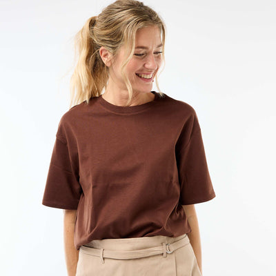 Oversized Round-Neck T-shirt BROWN