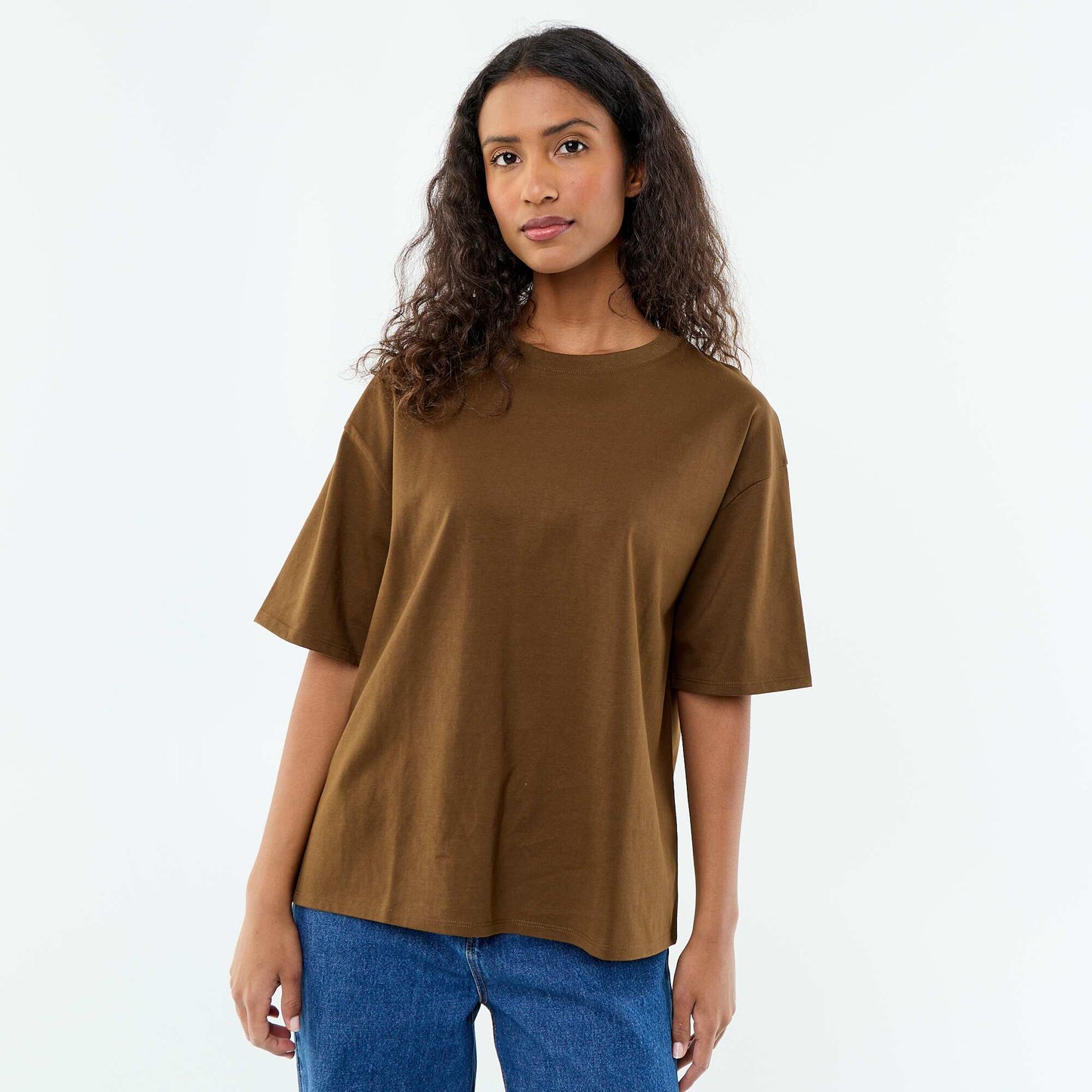 Oversized Round-Neck T-shirt BROWN