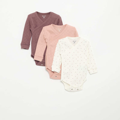 3-Pack of Grow-With-Me Bodysuits PINK