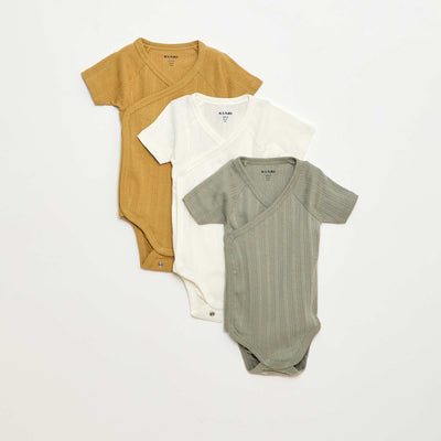 Pack of 3 ribbed bodysuits GREEN