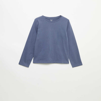 Plain T-shirt with gathered shoulders BLUE