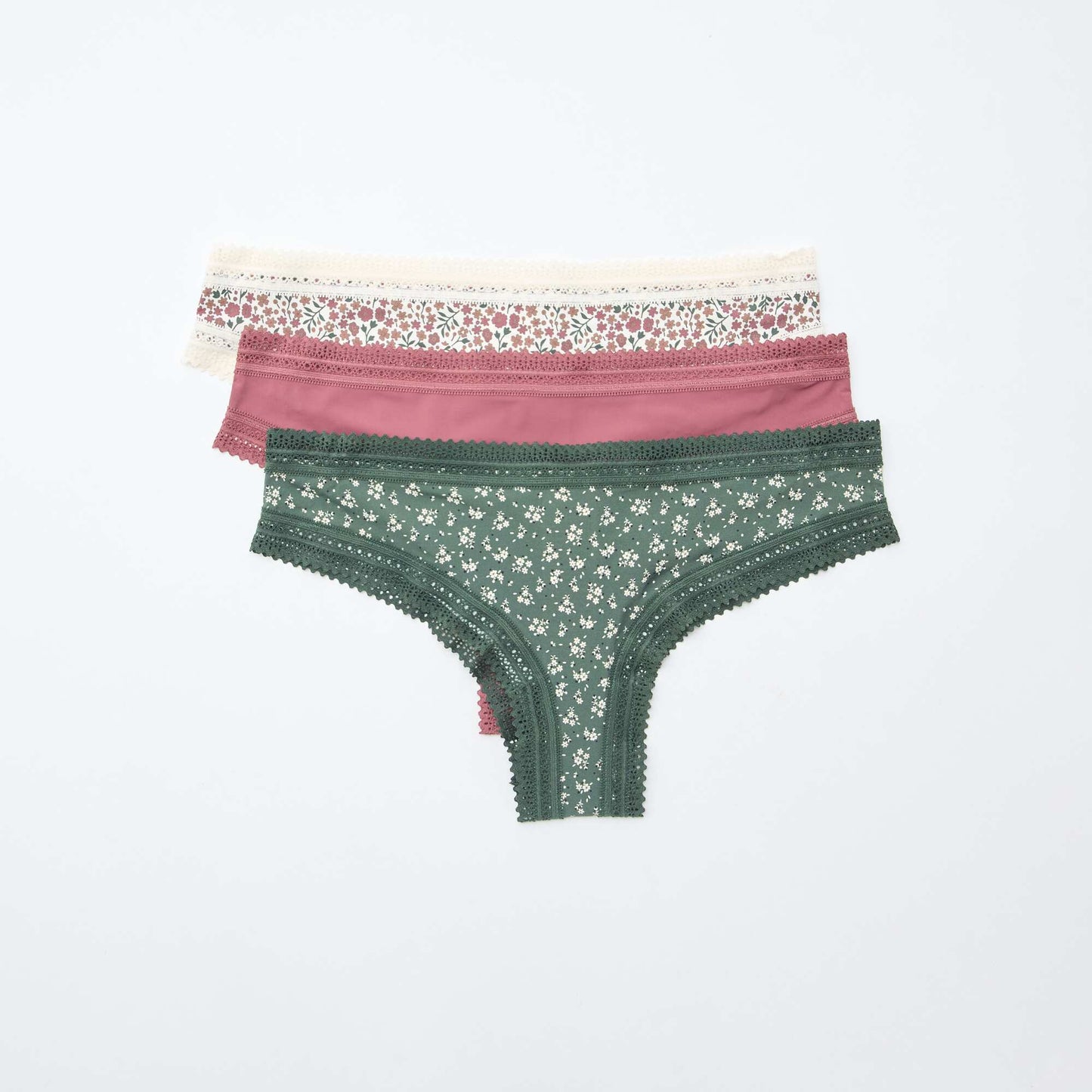 Pack of 3 Printed Microfibre Thongs GREEN