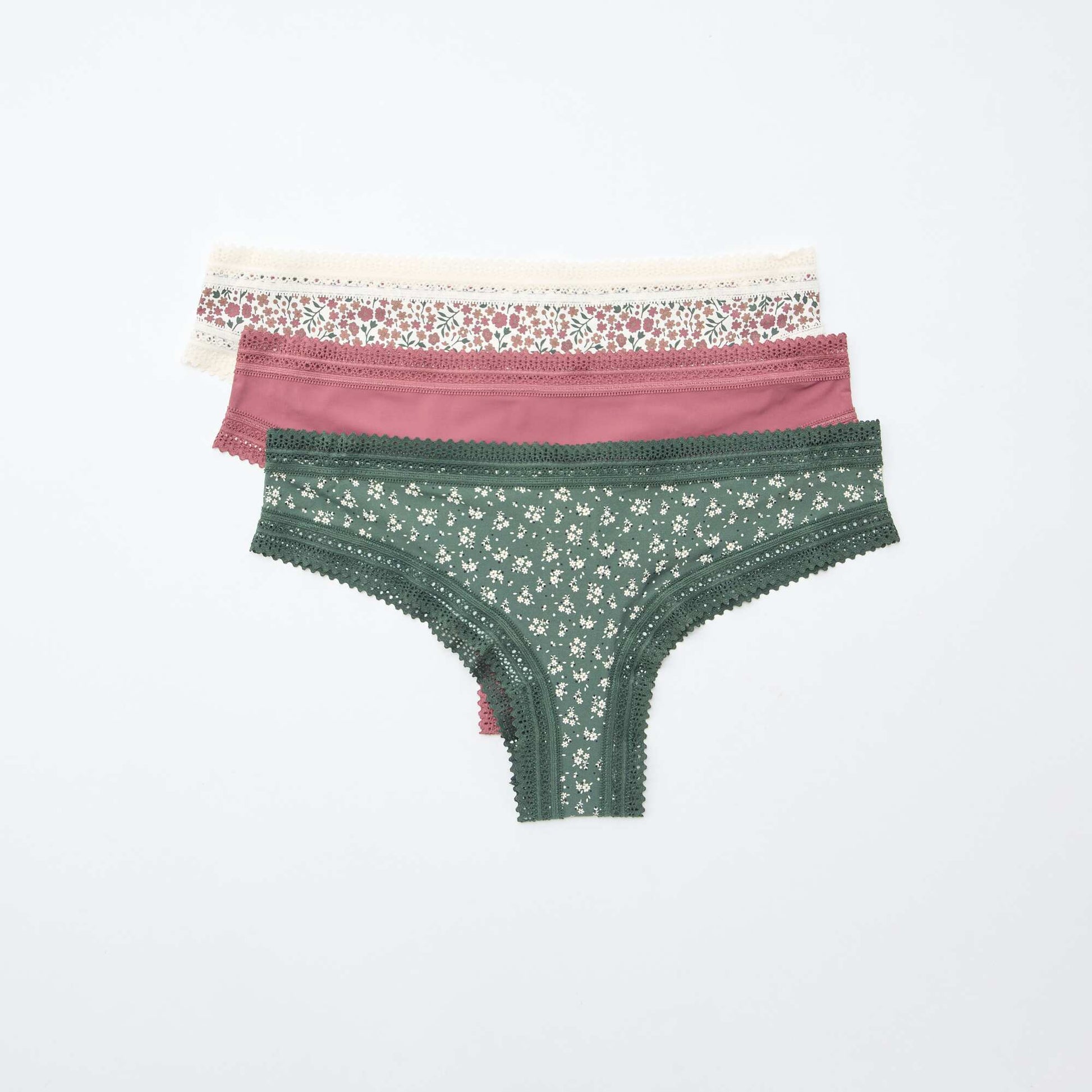 Pack of 3 Printed Microfibre Thongs GREEN