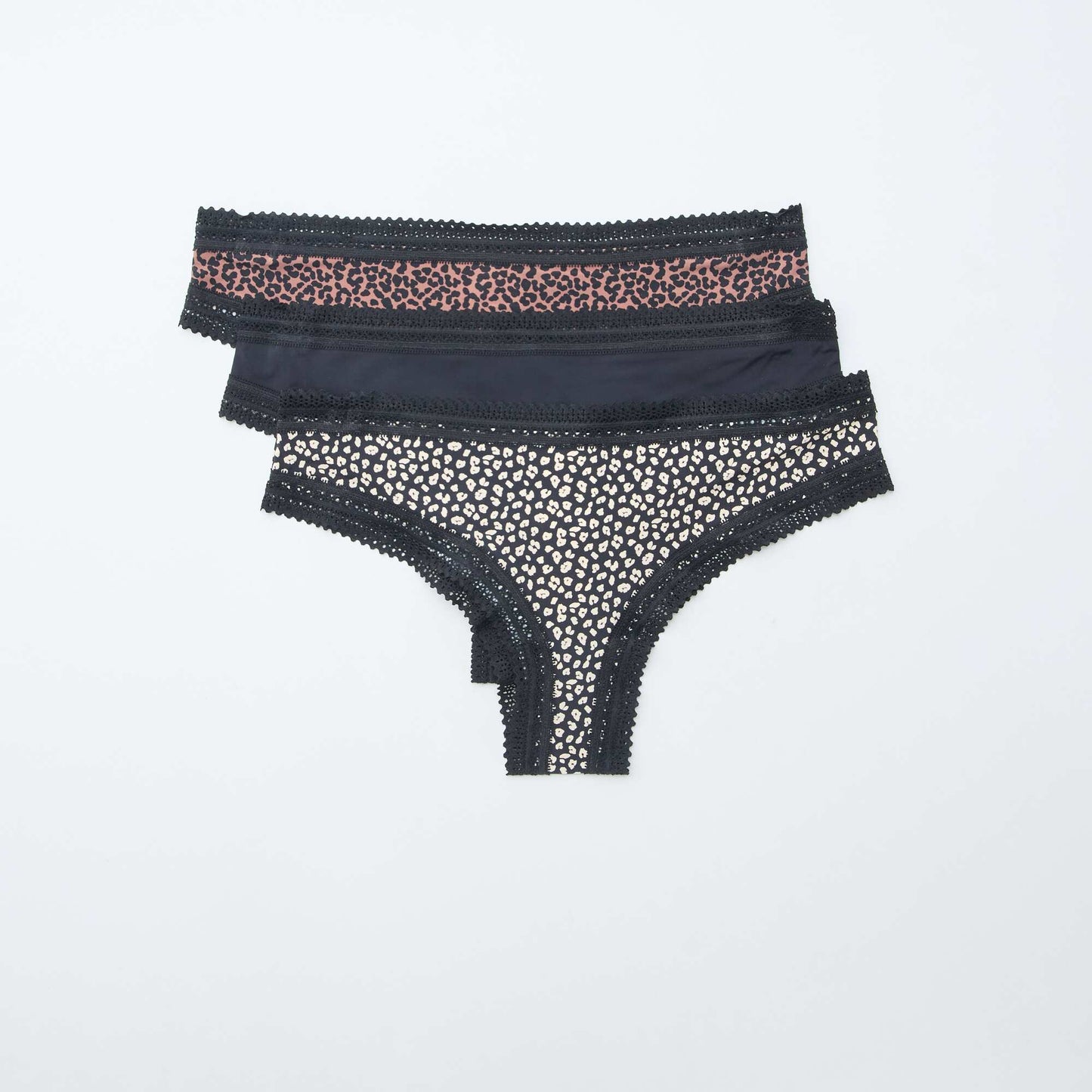 3-Pack Printed Microfiber Thong Set BLACK