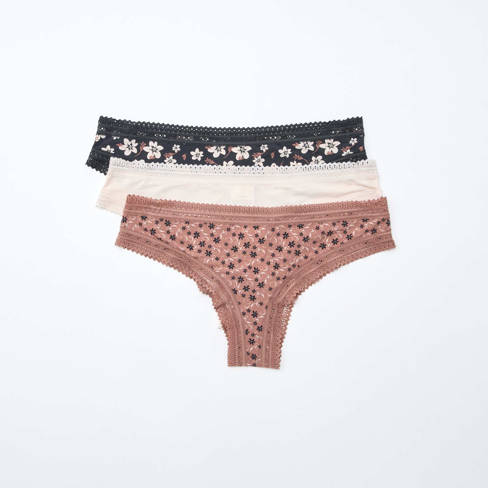 Pack of 3 Printed Microfibre Thongs BLACK