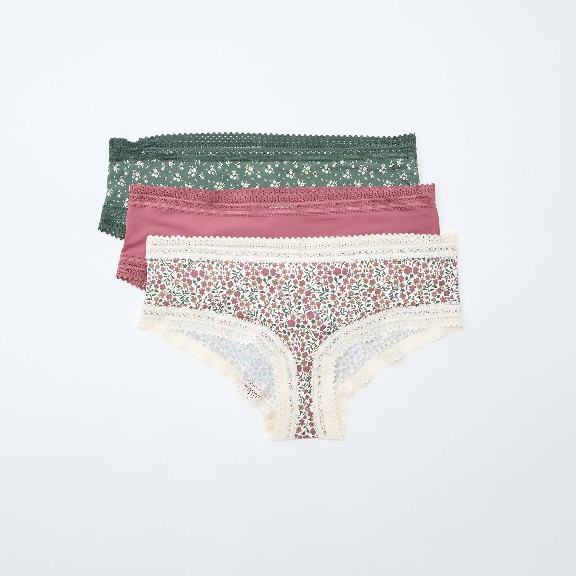 Pack of 3 Printed Microfibre Shorty Briefs GREEN