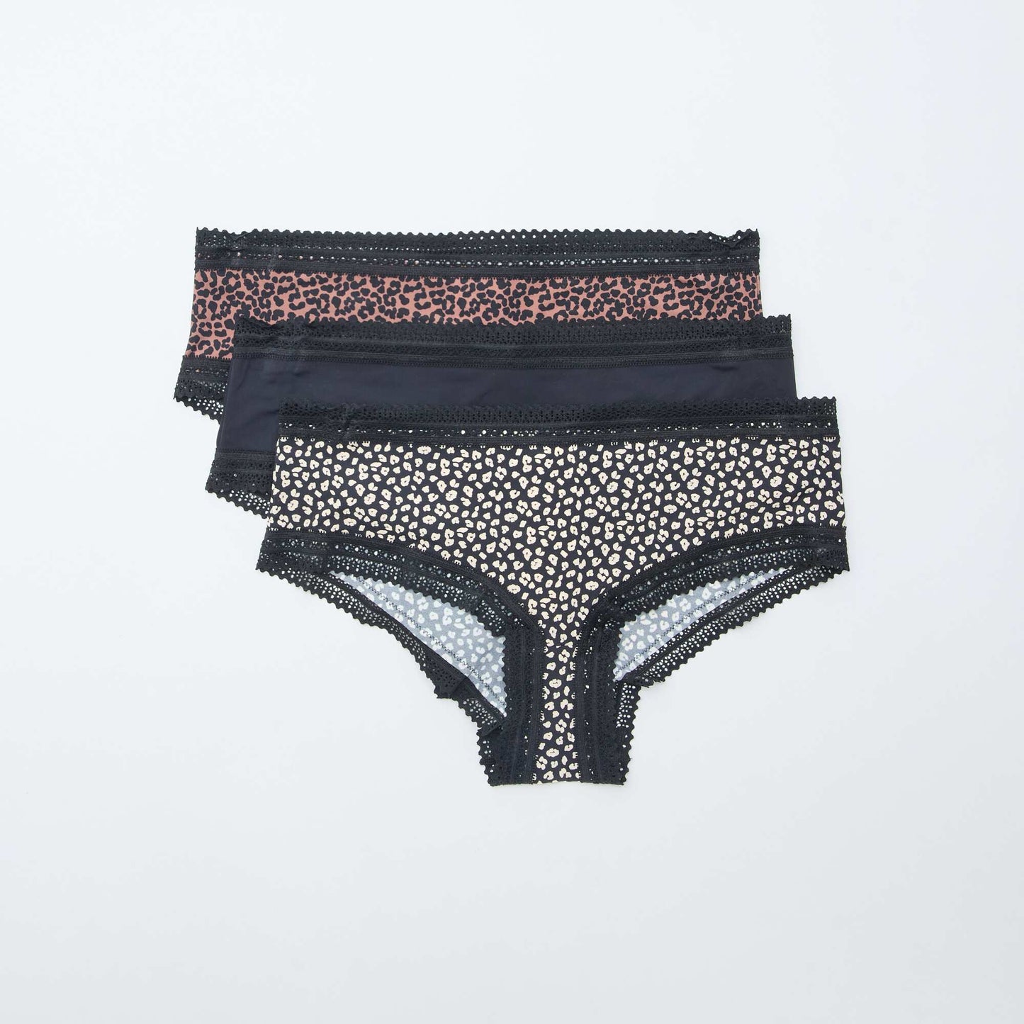 3-Pack Printed Microfiber Boy Shorts BLACK