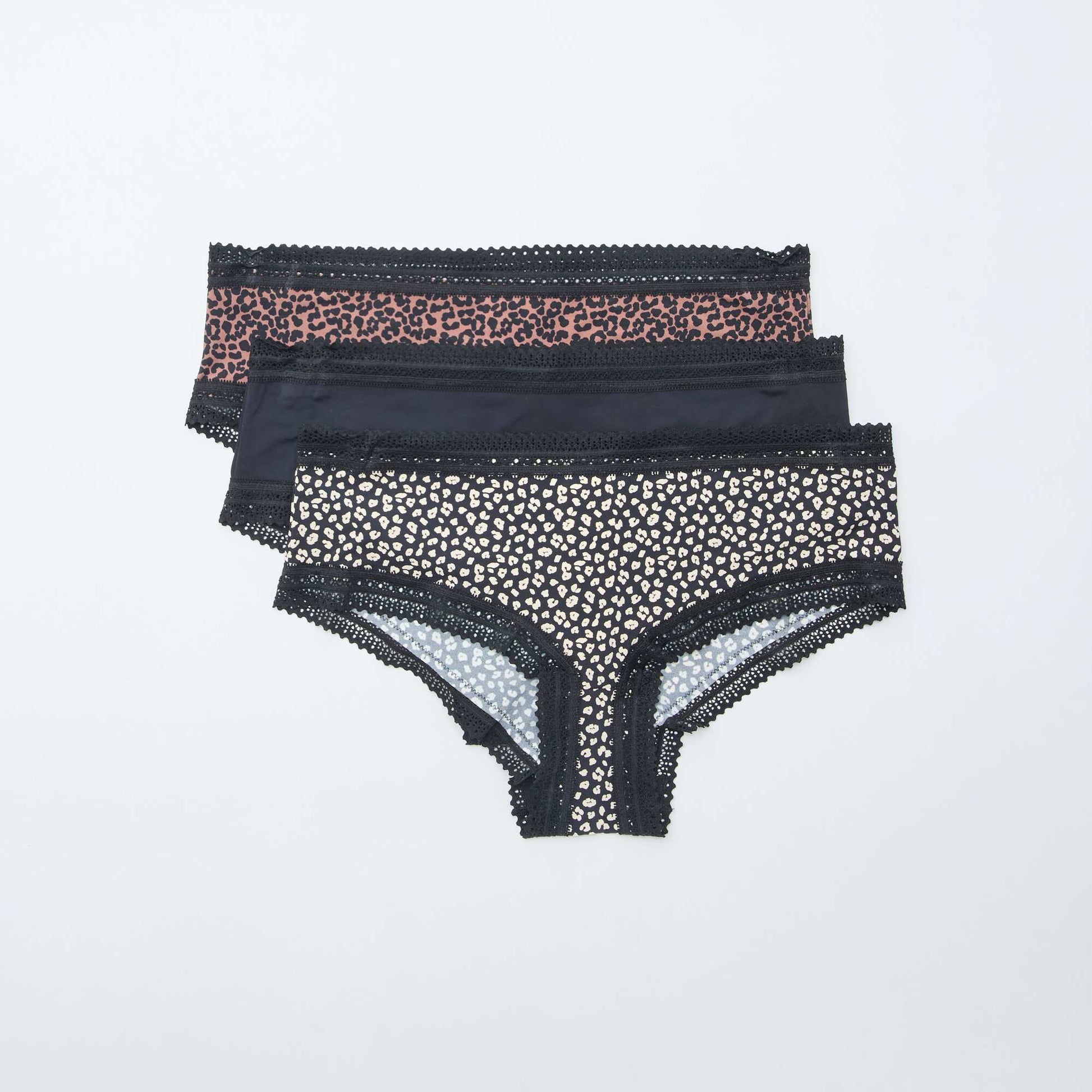 3-Pack Printed Microfiber Boy Shorts BLACK