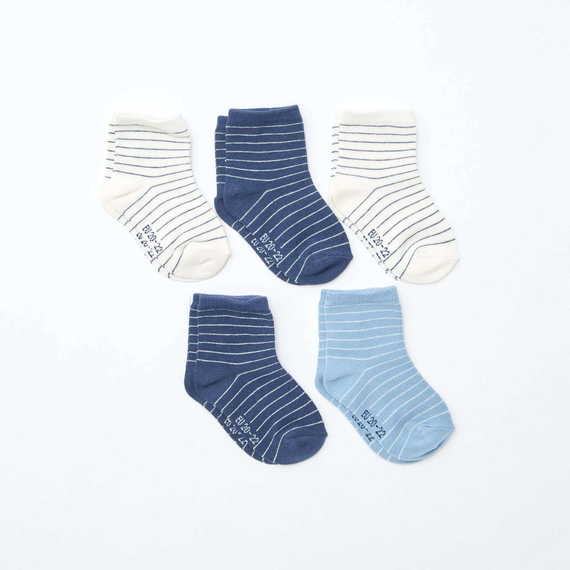 Pack of 5 pairs of stretch knit socks BLUE